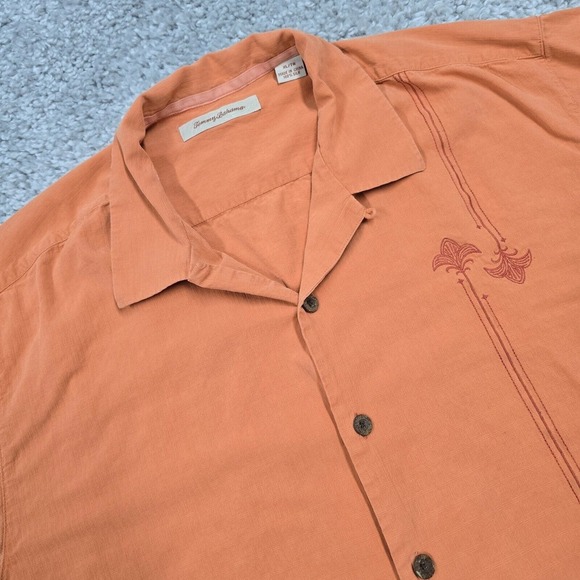 Tommy Bahama Mens Shirt XL‎ Orange Button Up Short Sleeve Resort Casual Beach - Picture 1 of 11